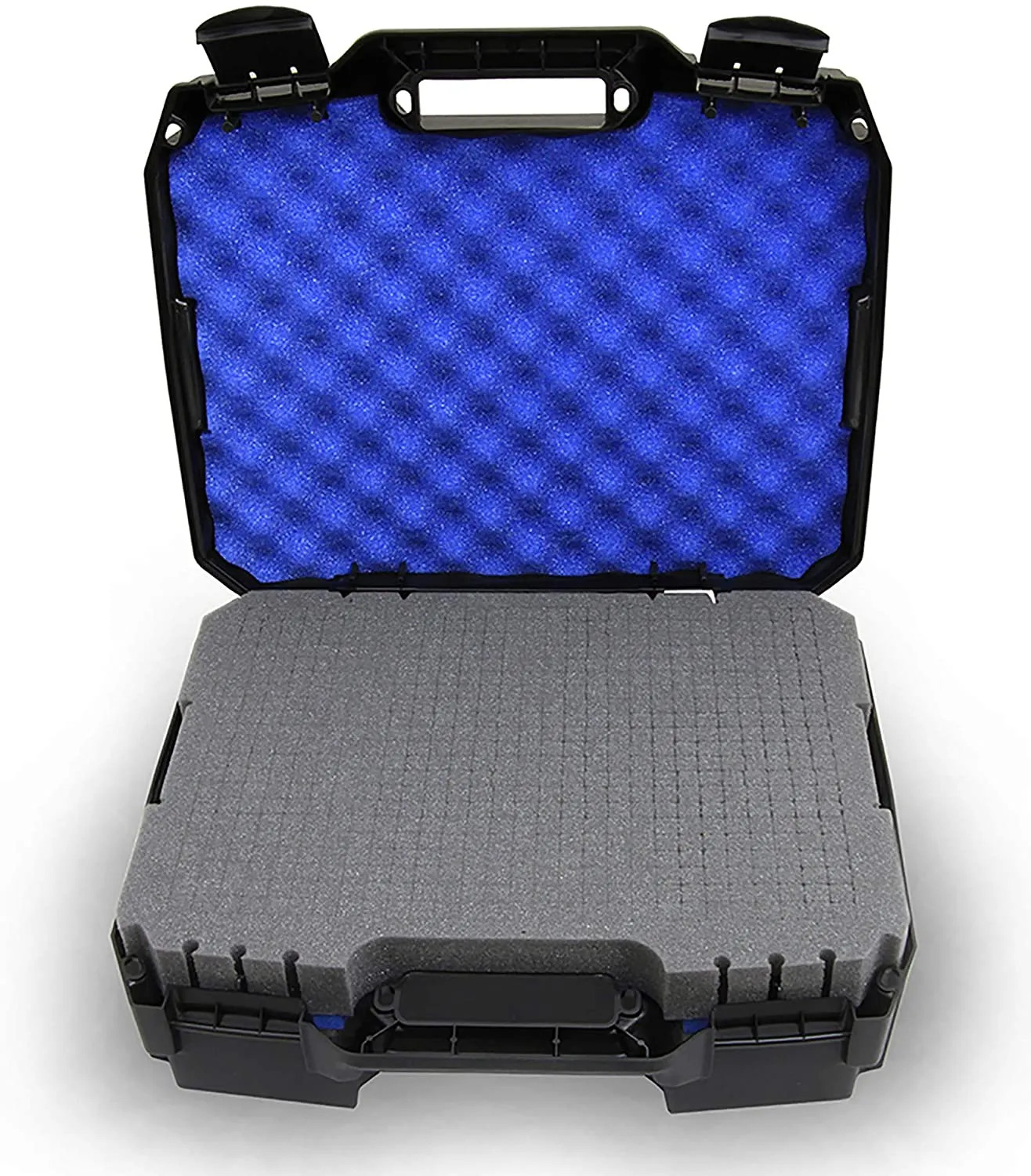 CASEMATIX 17 inch Mobile Podcast Station Travel Case for Microphones, Recorders, Laptops and Cables with Dual Customizable Foam Layers, Case Only