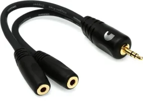 D'Addario PW-P047ZZ 1/8" Male Stereo to Dual 1/8" Female Stereo Adapter