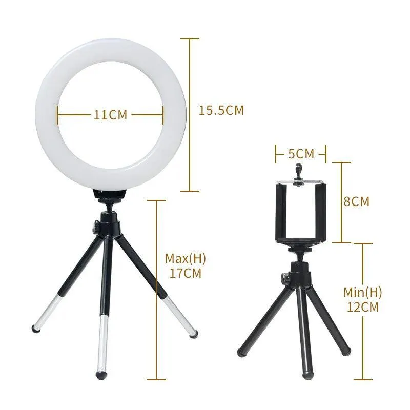 Dimmable USB Ring Light with Adjustable Tripod Stand for Professional Selfie and Studio Photography