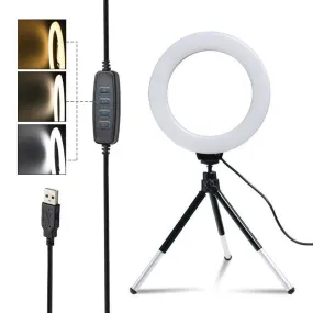 Dimmable USB Ring Light with Adjustable Tripod Stand for Professional Selfie and Studio Photography