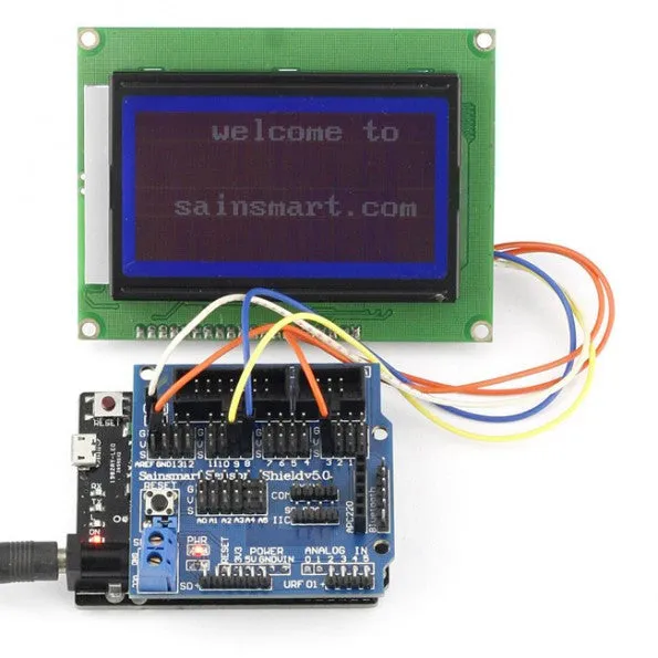 [Discontinued] SainSmart Leonardo R3 12864 LCD Sensor Shield V5 Kit For Arduino AVR ATmega8U2