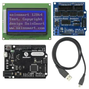[Discontinued] SainSmart Leonardo R3 12864 LCD Sensor Shield V5 Kit For Arduino AVR ATmega8U2