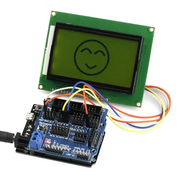 [Discontinued] SainSmart Leonardo R3 12864 LCD Yellow Sensor Shield V5 Kit For Arduino AVR ATmega8U2