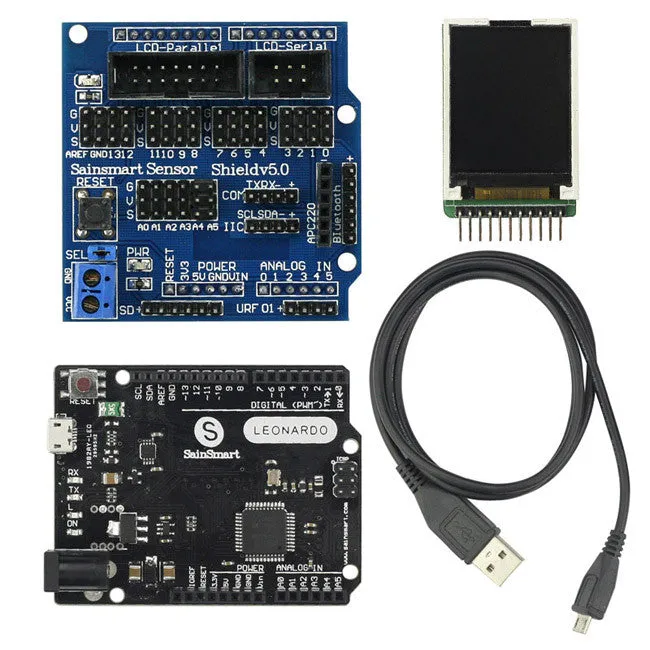 [Discontinued] Sainsmart Leonardo R3 1.8''LCD Display  Sensor Shield V5 Module For Arduino Robot