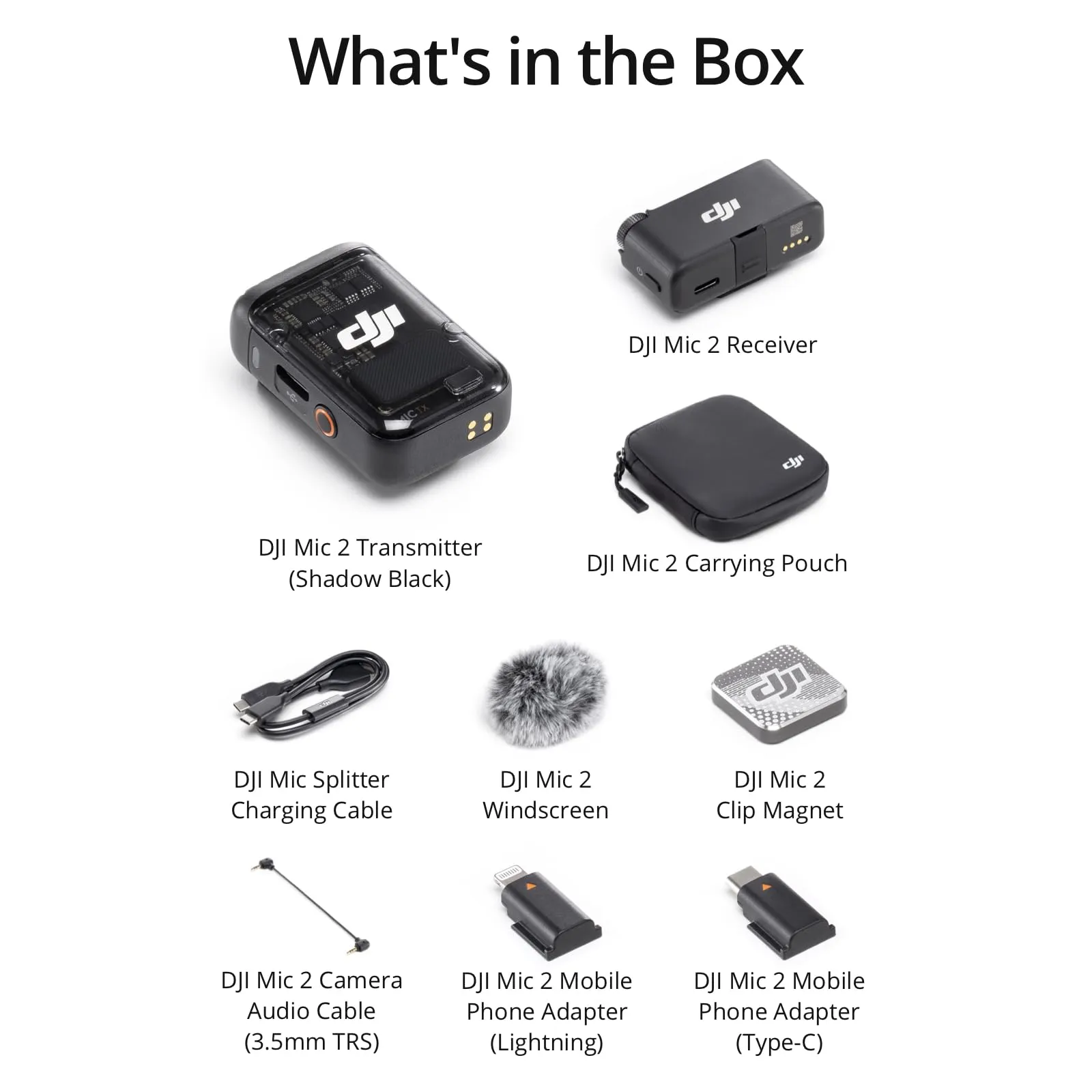 DJI Mic 2 (1 TX   1 RX), Wireless Microphone with Intelligent Noise Cancelling, 32-bit Float Internal Recording, Optimized Sound, 250m (820 ft.) Range, Microphone for iPhone, Android, Camera, Vlogs