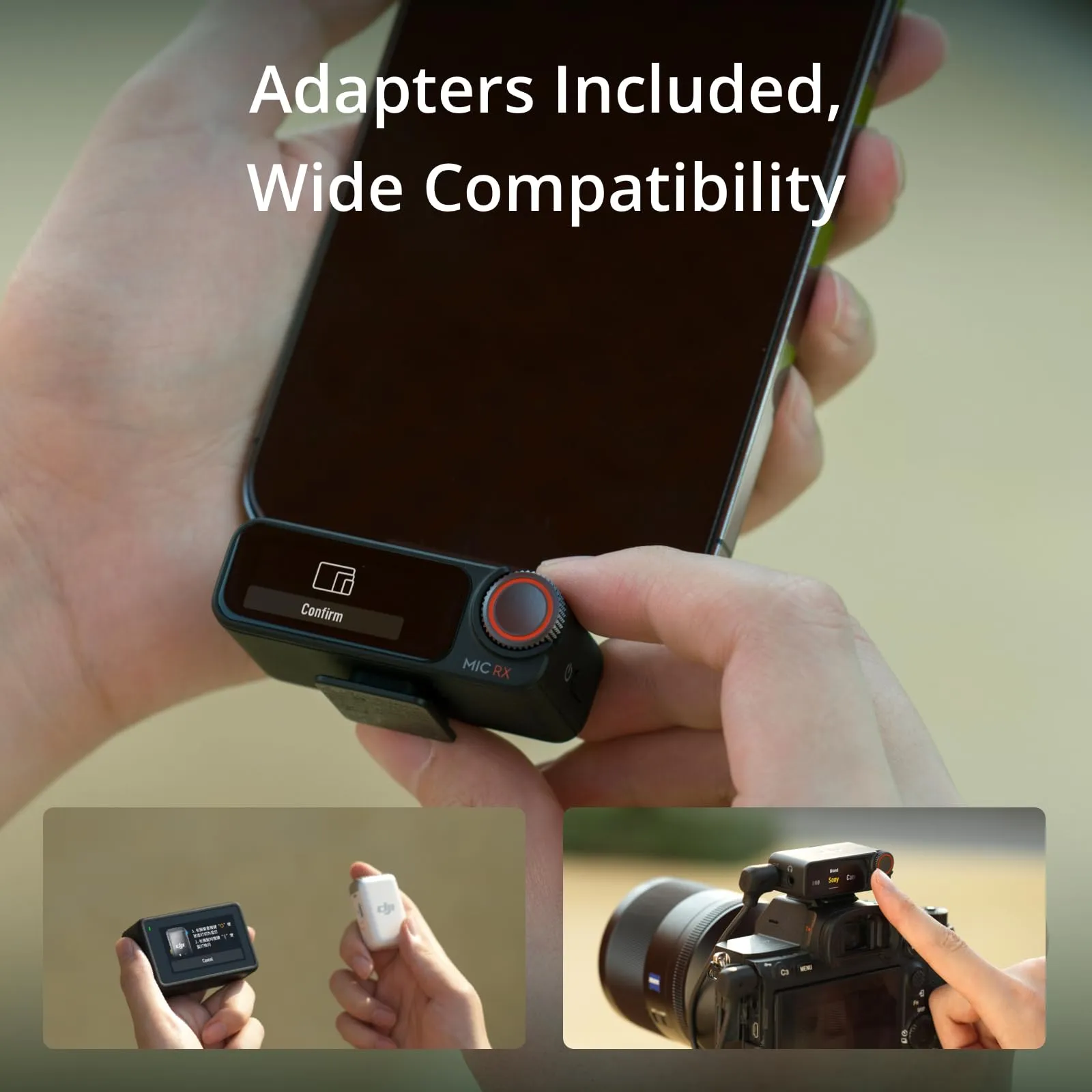 DJI Mic 2 (1 TX   1 RX), Wireless Microphone with Intelligent Noise Cancelling, 32-bit Float Internal Recording, Optimized Sound, 250m (820 ft.) Range, Microphone for iPhone, Android, Camera, Vlogs