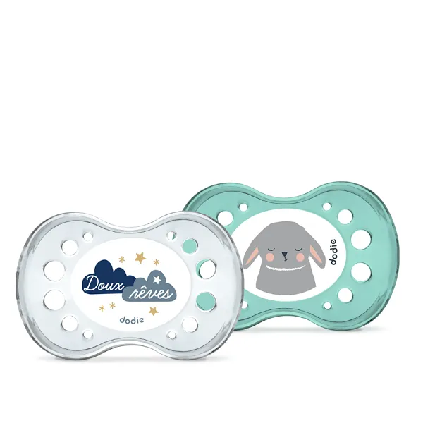 Dodie - Anatomical Duo Soothers 6  months Night I Dream Without Any Ring A36