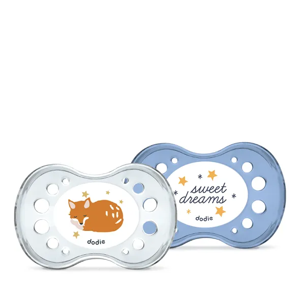 Dodie - Anatomical Duo Soothers 6  months Night I Dream Without Any Ring A36