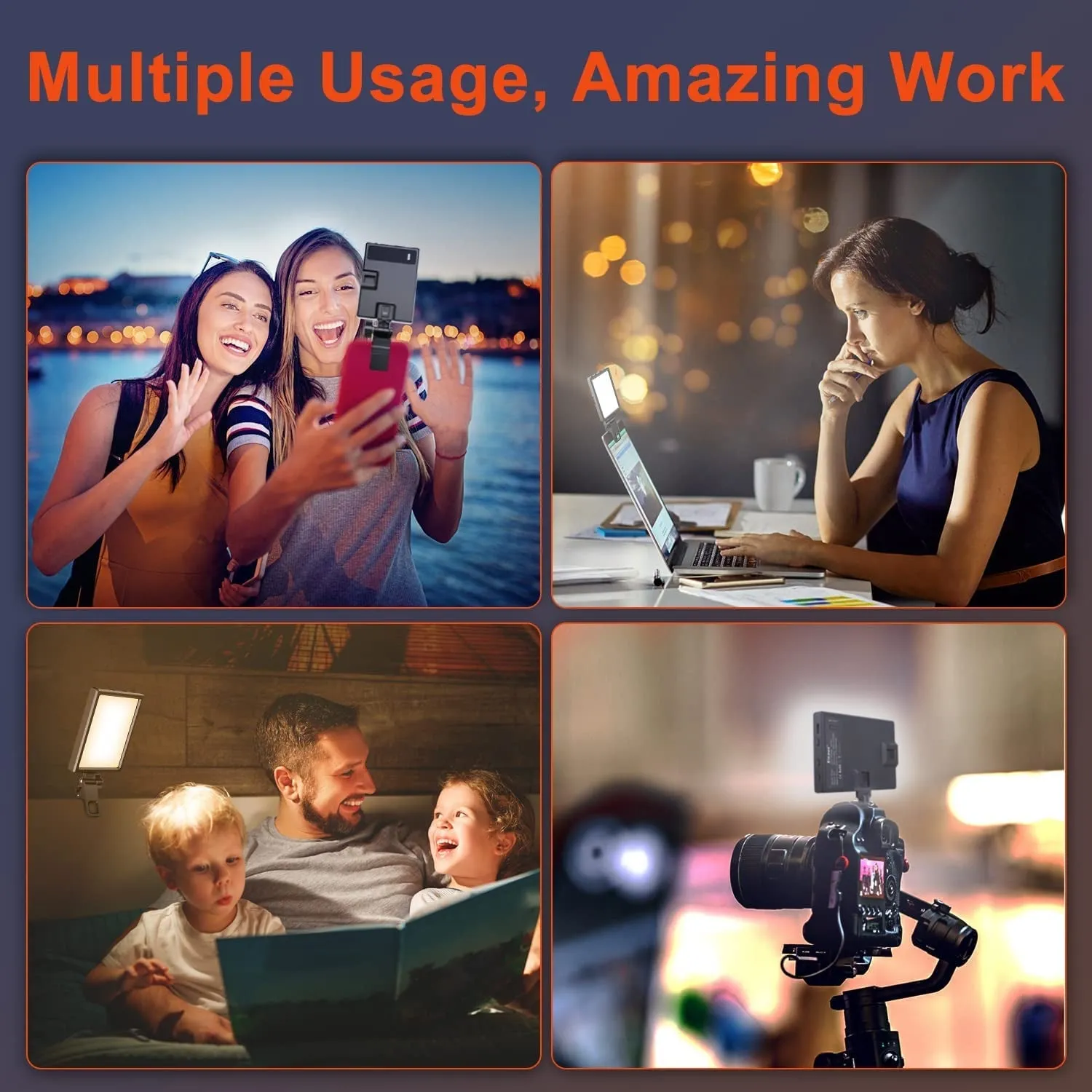 Eicaus Rechargeable LED Selfie Fill Light with Monitor Clip and Tripod/Camera Adapter, Video Conference Lighting Kit for Computer/Laptop, Cube Superlight for Makeup, Vlog, Tiktok
