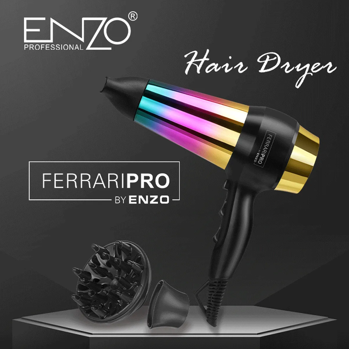 Enzo Ferrari Pro Rainbow Tourmaline Titanium Dryer