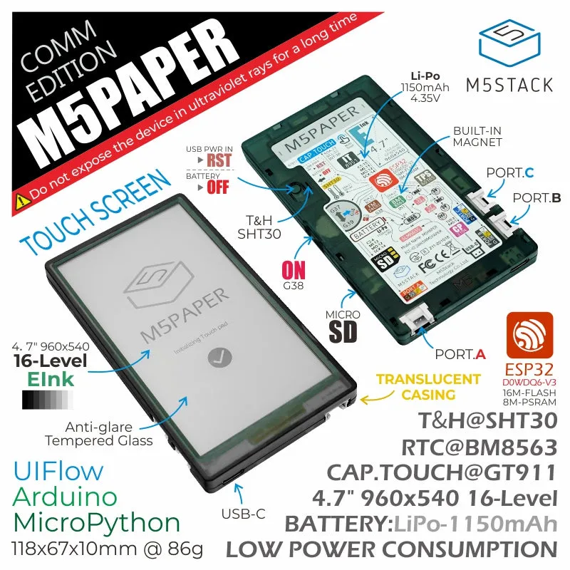 [EOL] M5Paper ESP32 Development Kit COMM Edition