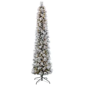 essential Portland Pine Pencil Pre-Lit Flocked Artificial Christmas Tree 6.5' 6.5'