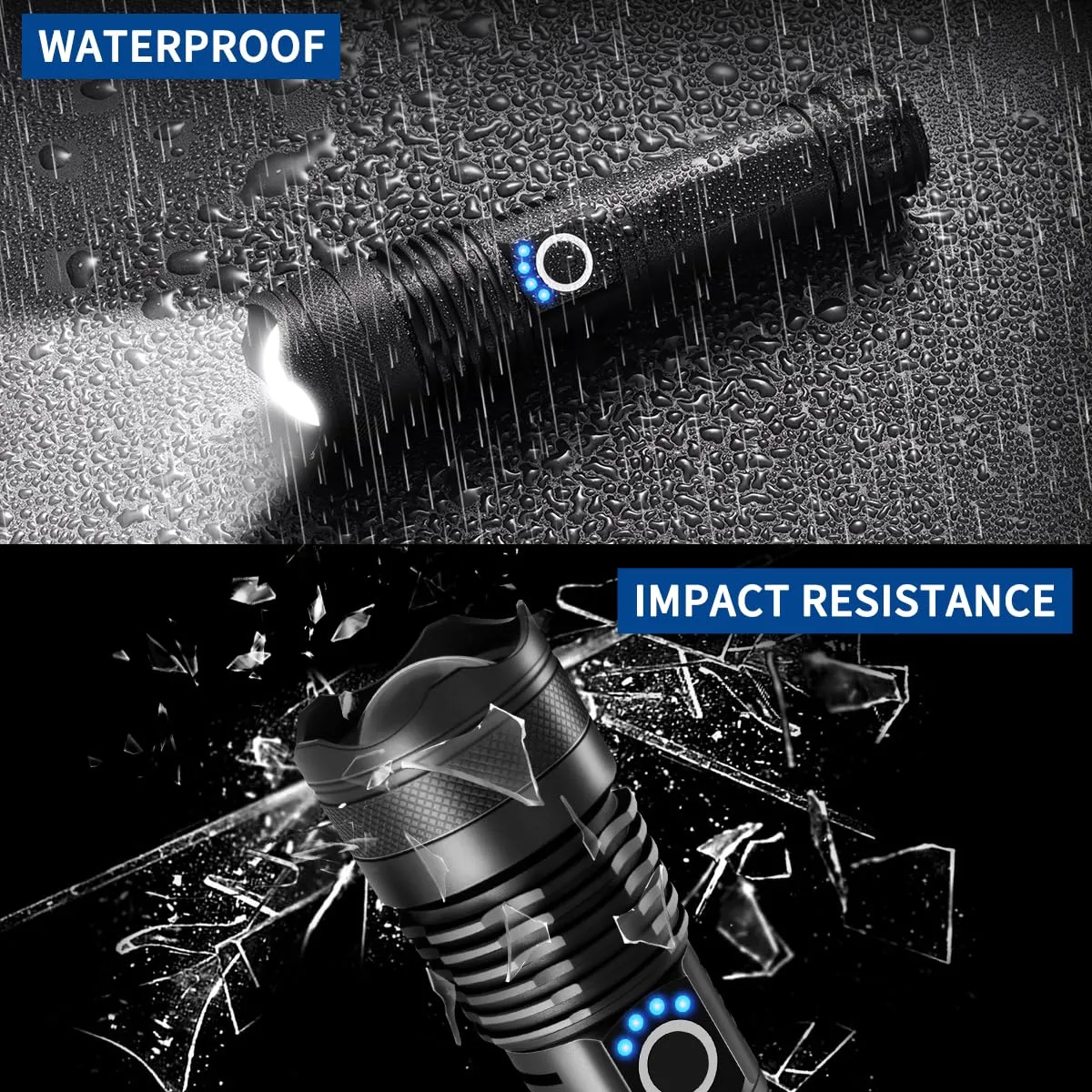 Flashlights High Lumens Rechargeable, 2Pack Rechargeable Flashlights, 900000lm Super Bright Flashlight, 5Mode Tactical Flashlights High Lumens, LED Flashlight High Powered, Waterproof Flash Light LED