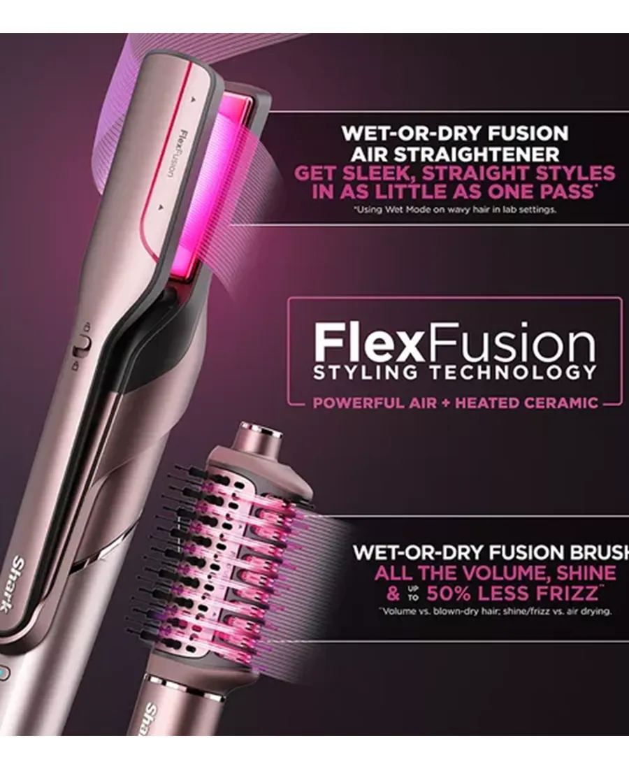 FlexFusion Straight 5-in-1 Air Styler & Dryer & Ceramic Straightener with Case | Cosmic Blush