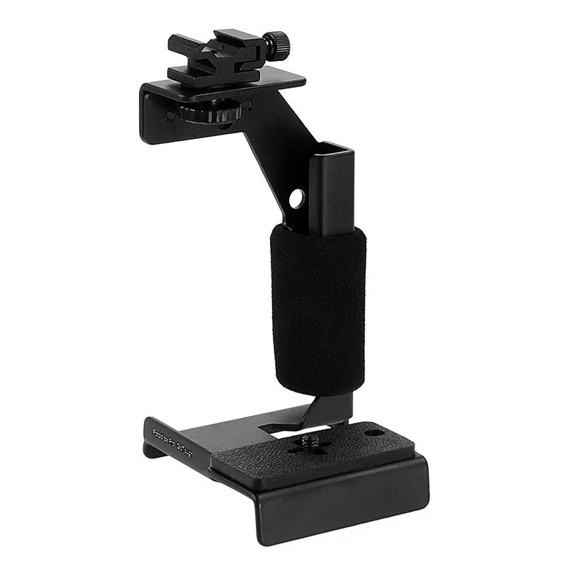 Fotodiox Pro GoTough Grip and QR Mount - Black Aluminum Camera Light Bracket, Action Grip with QR Base Mount for GoPro HERO Mounting Buckle System