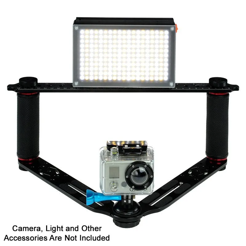 Fotodiox Pro GoTough Wedge with Tripod Adapter II - Aluminum Camera Diving Tray & Camcorder Sports Action Stabilizing Grip System for GoPro HERO 2-Prong Mounting System