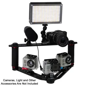 Fotodiox Pro GoTough Wedge with Tripod Adapter II - Aluminum Camera Diving Tray & Camcorder Sports Action Stabilizing Grip System for GoPro HERO 2-Prong Mounting System