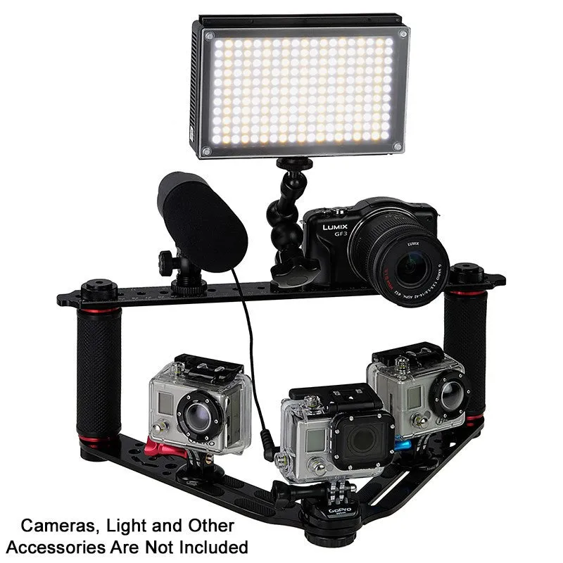 Fotodiox Pro GoTough Wedge with Tripod Adapter II - Aluminum Camera Diving Tray & Camcorder Sports Action Stabilizing Grip System for GoPro HERO 2-Prong Mounting System