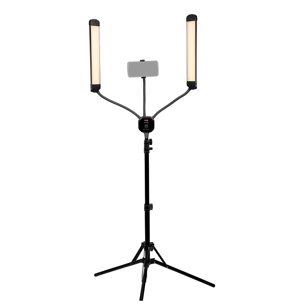 Fotodiox Selfie Starlite Stix Vlog Light Kit w/ Tripod - 2x 11in Bi-Color Dimmable LED Wand Lights for Portrait, Photography, Makeup, YouTube, Live Streaming Video and more