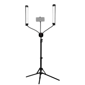 Fotodiox Selfie Starlite Stix Vlog Light Kit w/ Tripod - 2x 11in Bi-Color Dimmable LED Wand Lights for Portrait, Photography, Makeup, YouTube, Live Streaming Video and more