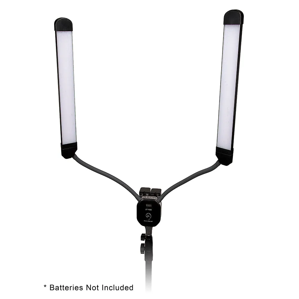 Fotodiox Selfie Starlite Stix Vlog Light Kit w/ Tripod - 2x 11in Bi-Color Dimmable LED Wand Lights for Portrait, Photography, Makeup, YouTube, Live Streaming Video and more