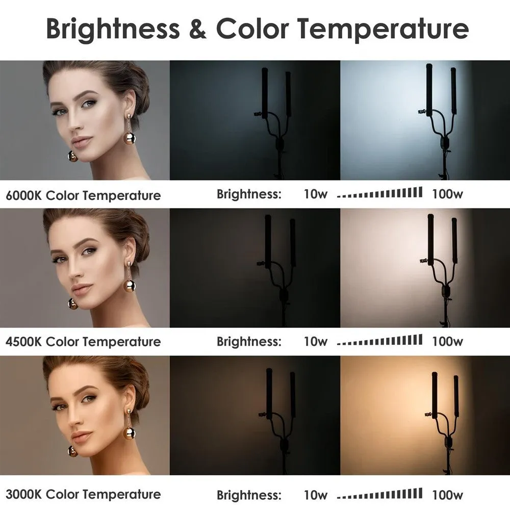 Fotodiox Selfie Starlite Stix Vlog Light Kit w/ Tripod - 2x 11in Bi-Color Dimmable LED Wand Lights for Portrait, Photography, Makeup, YouTube, Live Streaming Video and more