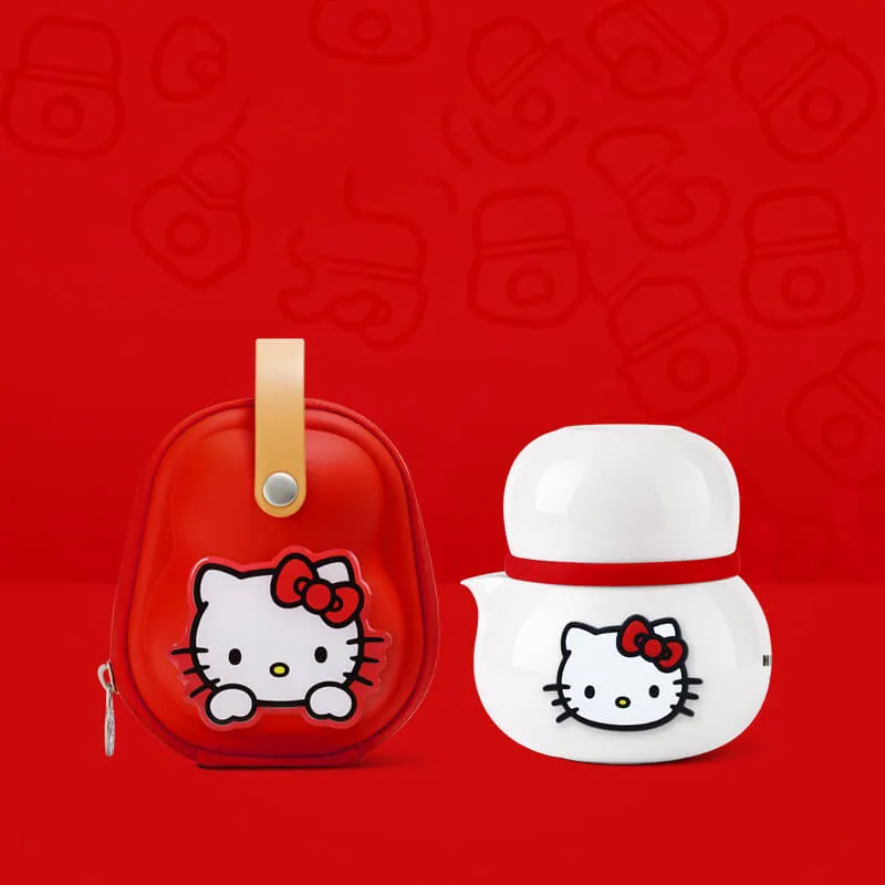 Hello Kitty Ceramic Travel Tea Set With Teapot & Cups