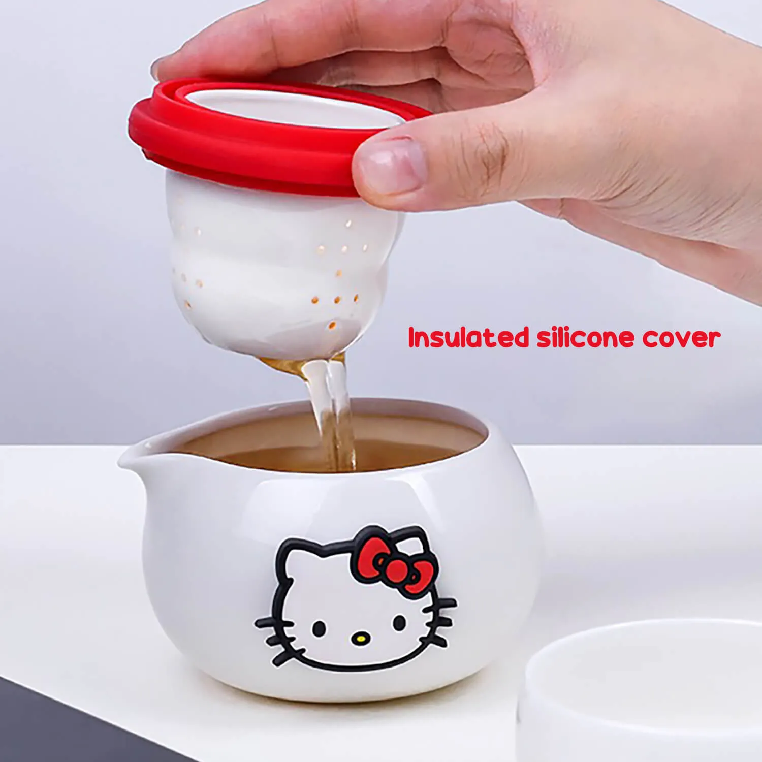 Hello Kitty Ceramic Travel Tea Set With Teapot & Cups