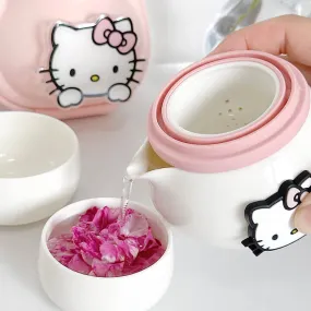 Hello Kitty Ceramic Travel Tea Set With Teapot & Cups