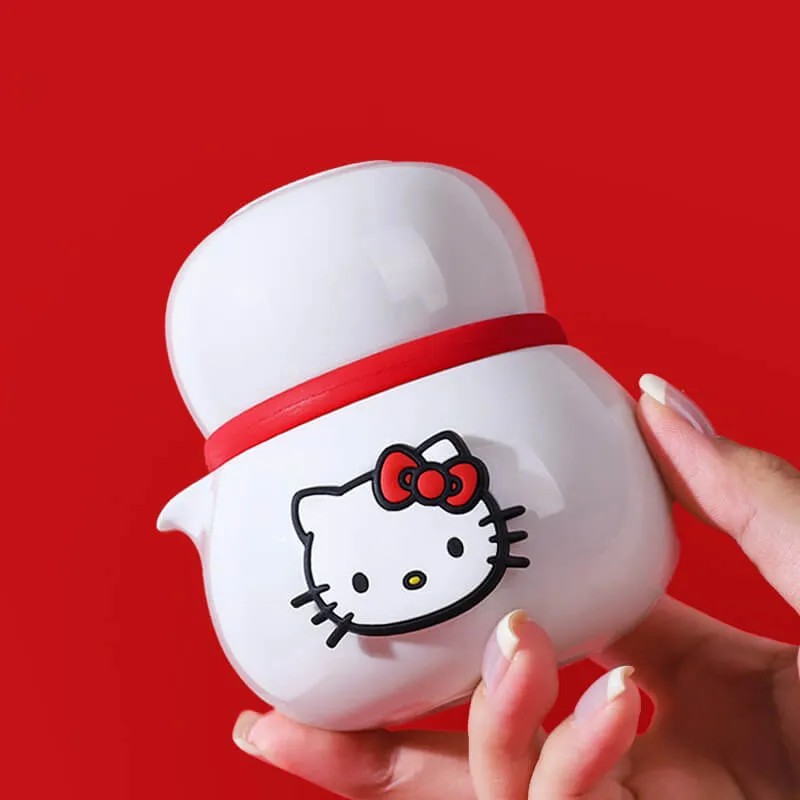 Hello Kitty Ceramic Travel Tea Set With Teapot & Cups