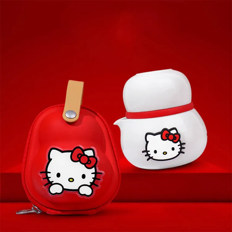 Hello Kitty Ceramic Travel Tea Set With Teapot & Cups