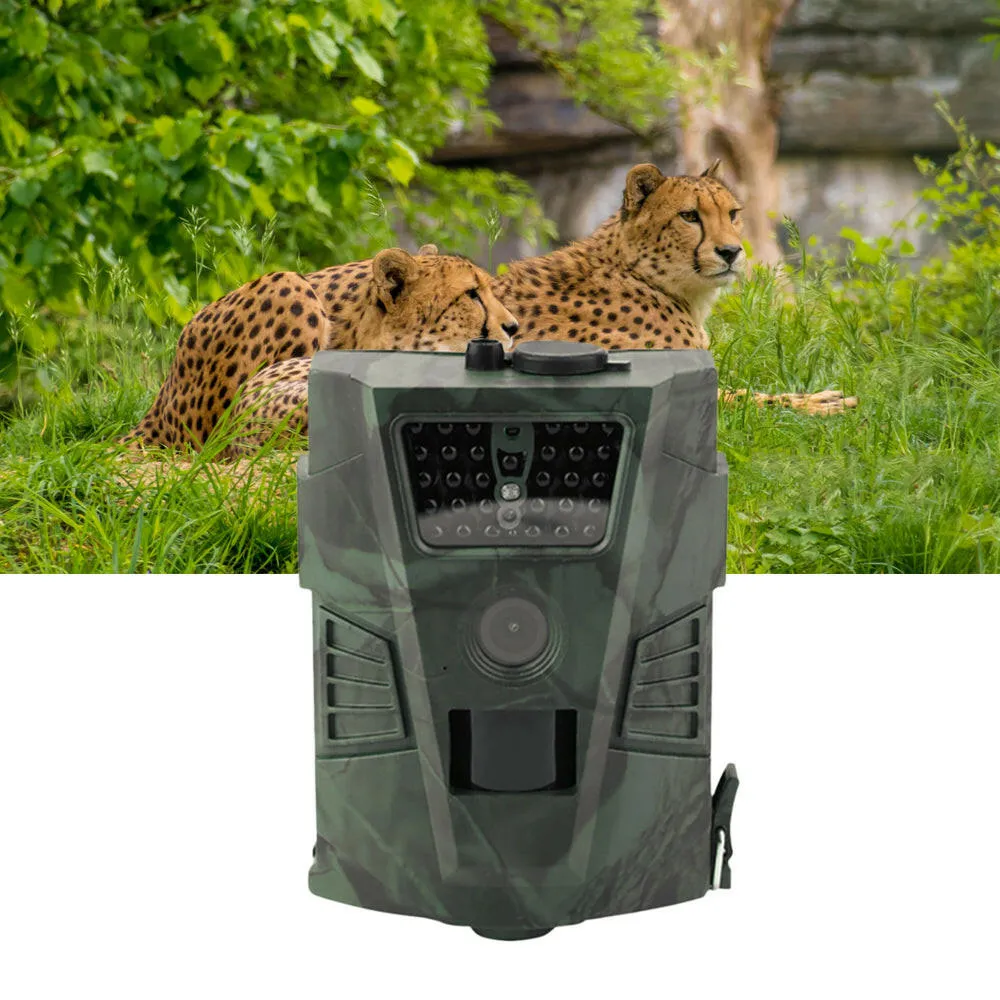 HT001 Outdoor Hunt-ing Trial Camera with Remote Control Scouting Video Camera Adopted Sensitive PIR Infrared Sensor VGA AA Batter-y Operated USB Cable IP54 Water Resistance for Sport Cycling