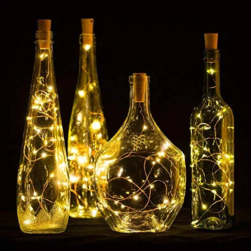 J Studio (1 Pack)2M 20LED Wine Bottle Cork String Light Copper Wire Starry Fairy Lights Battery Powered Warm White DIY, Party, Decoration, Wedding, Gift Box (Pack of 1)