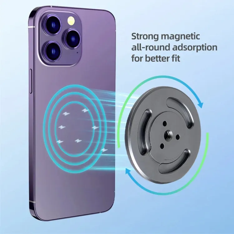 Magnetic Phone Holder with 1/4 Inch Hole for Tripod Magic Arm(Titanium Color)