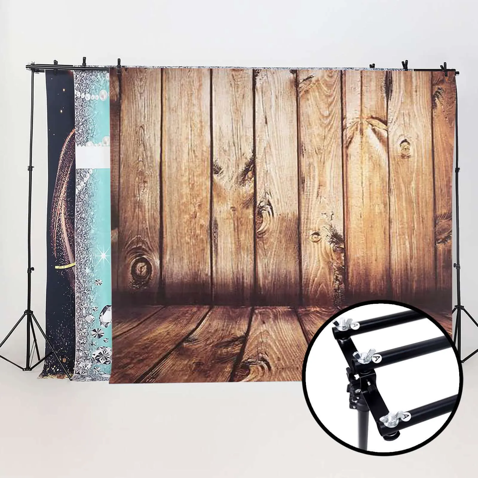 Metal Triple Crossbar Adjustable Pipe and Drape Kit, Photography Backdrop Stand 8ftX10ft