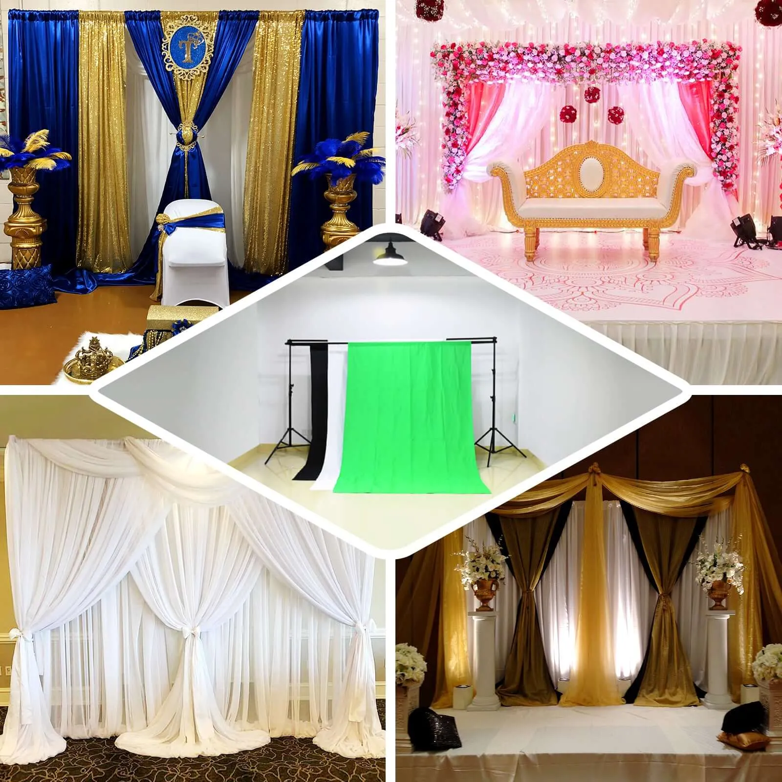 Metal Triple Crossbar Adjustable Pipe and Drape Kit, Photography Backdrop Stand 8ftX10ft