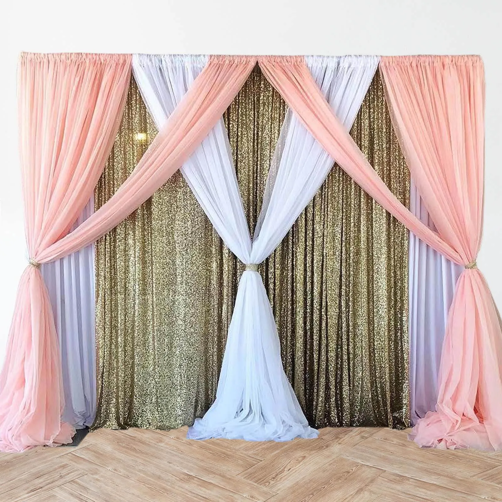 Metal Triple Crossbar Adjustable Pipe and Drape Kit, Photography Backdrop Stand 8ftX10ft