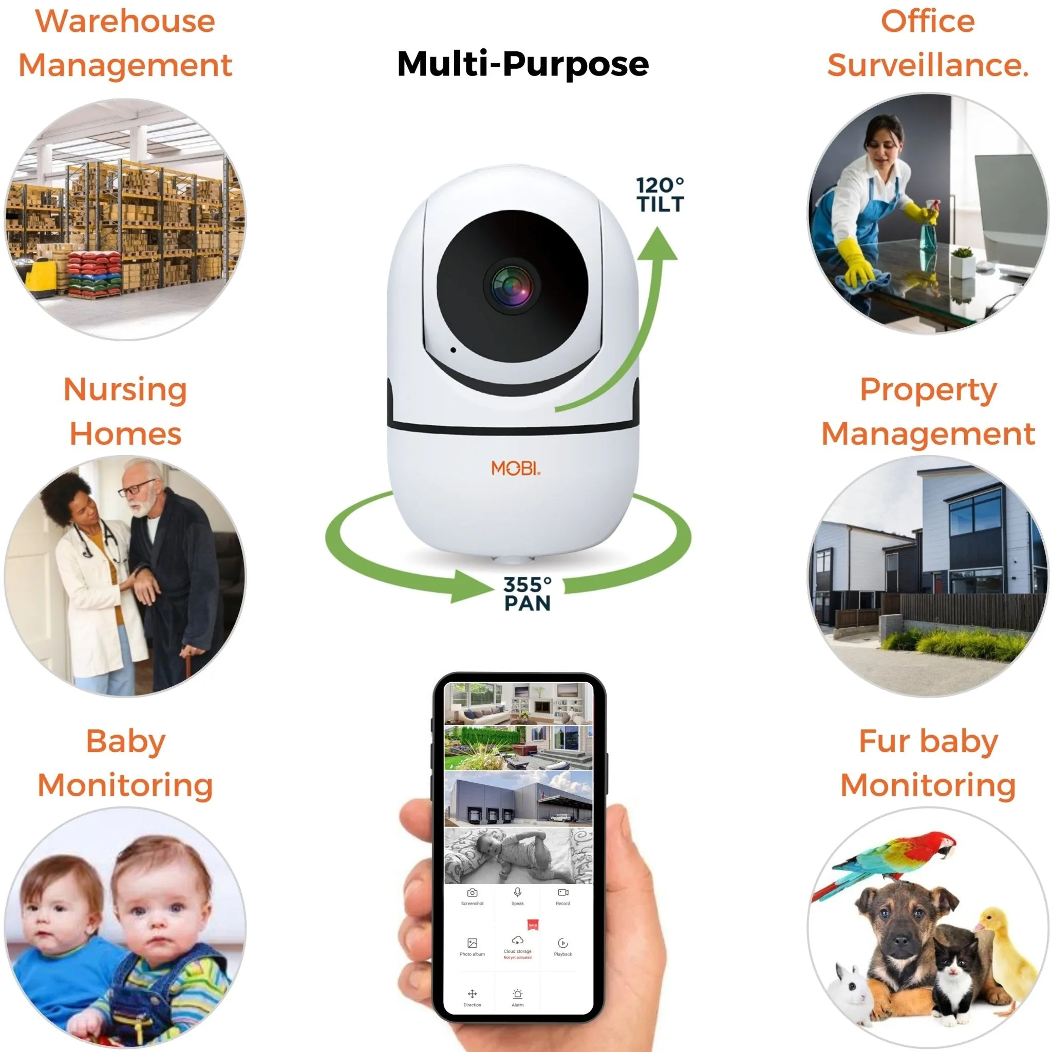 MobiCam HDX Wi-Fi Pan & Tilt Smart Nursery, Elderly & Home Monitoring Camera