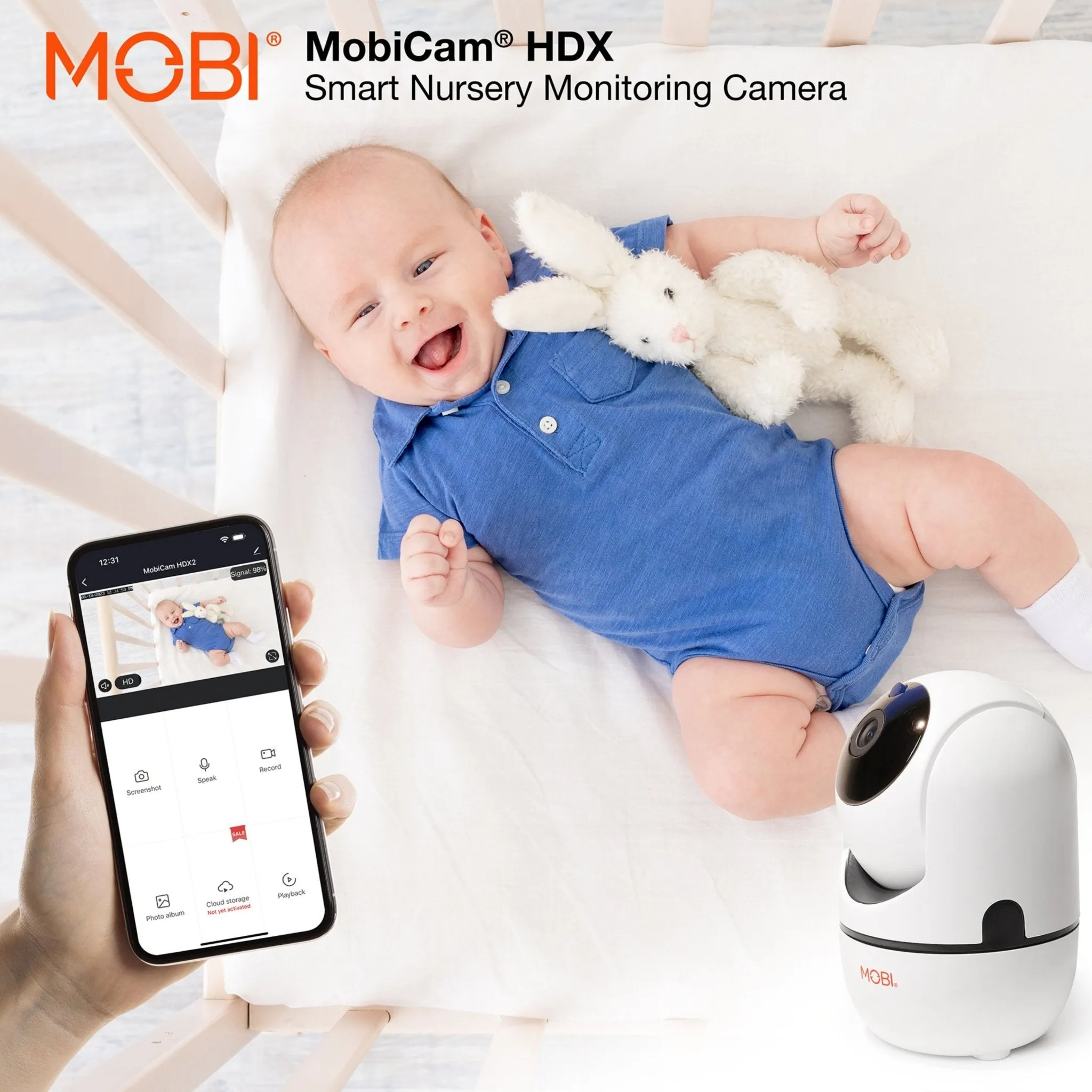 MobiCam HDX Wi-Fi Pan & Tilt Smart Nursery, Elderly & Home Monitoring Camera