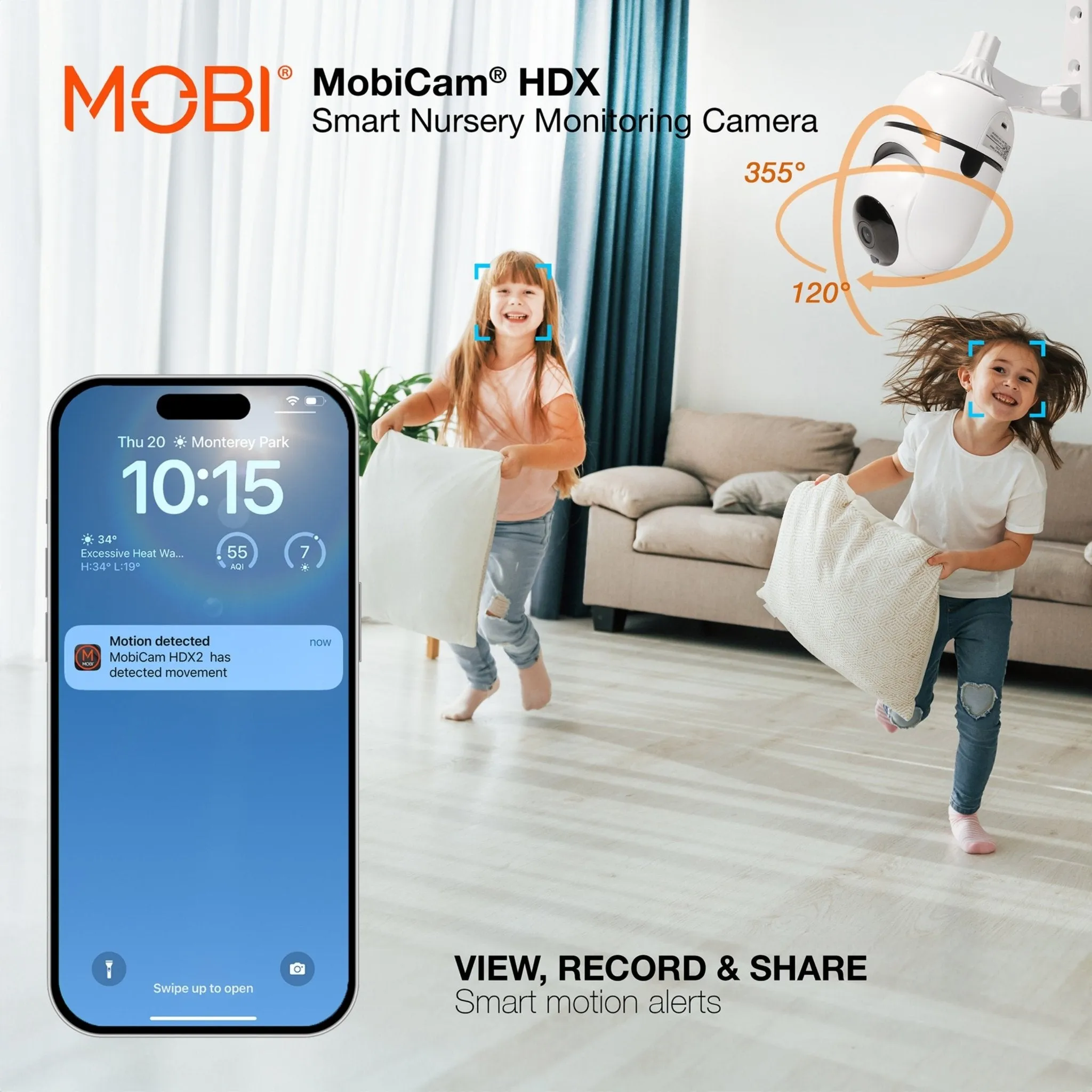 MobiCam HDX Wi-Fi Pan & Tilt Smart Nursery, Elderly & Home Monitoring Camera