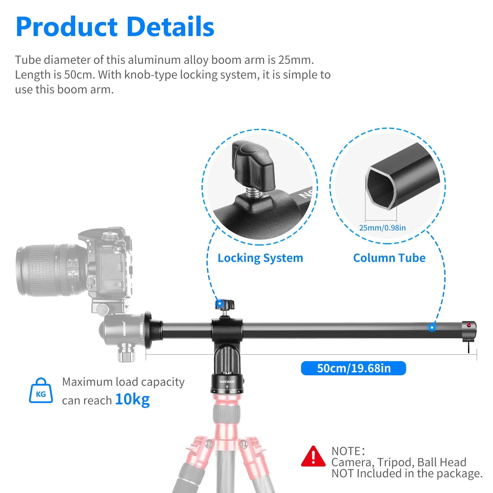 NEEWER 19.7" Tripod Extension Boom Arm