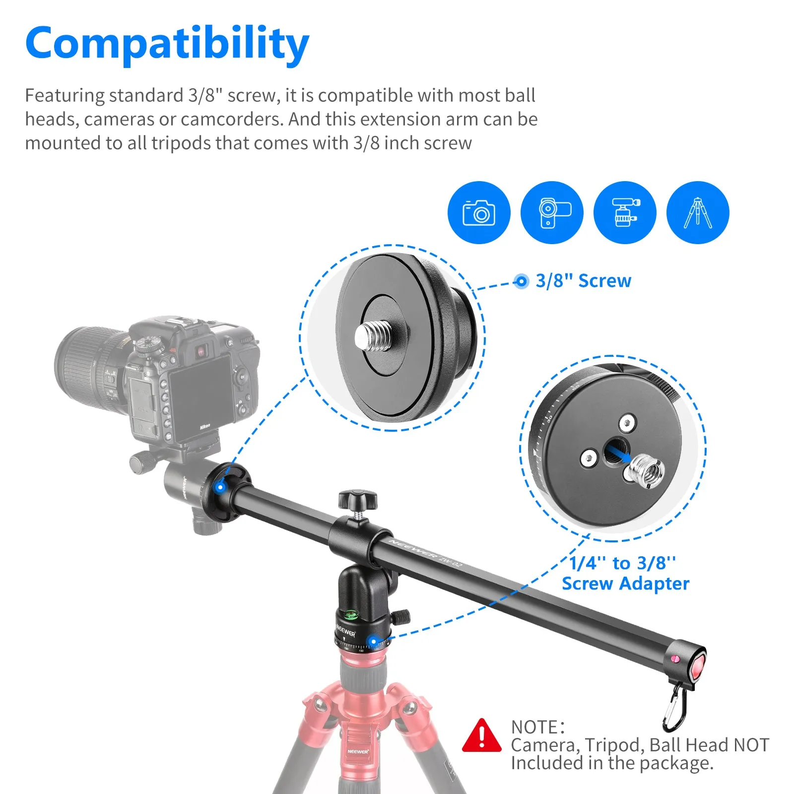 NEEWER 19.7" Tripod Extension Boom Arm