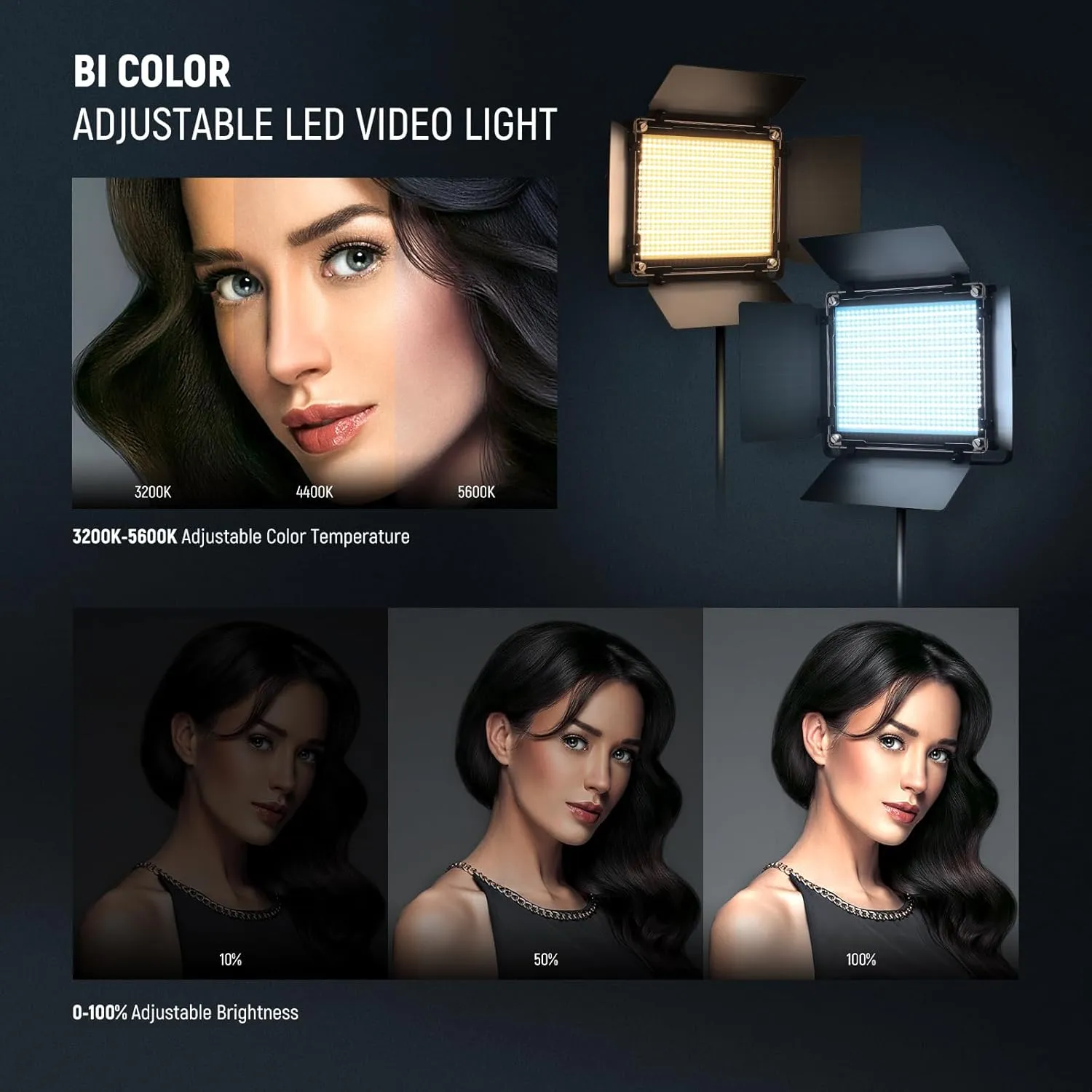 NEEWER 2 Pack Bi-color 660 LED Video Light and Stand Kit with Softbox