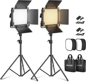 NEEWER 2 Pack Bi-color 660 LED Video Light and Stand Kit with Softbox