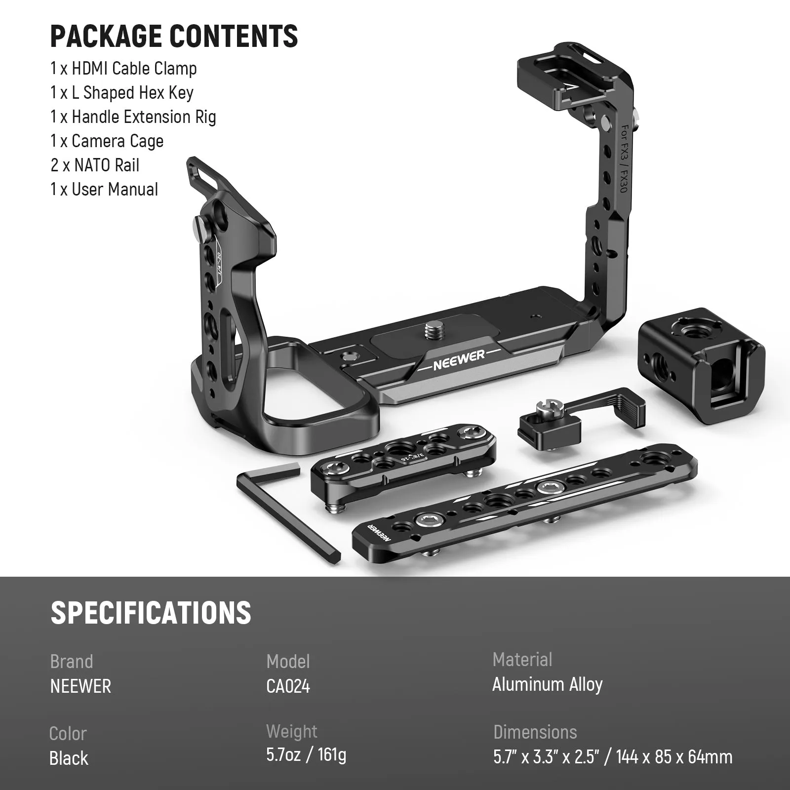NEEWER CA024 Camera Cage Kit For Sony FX3 FX30