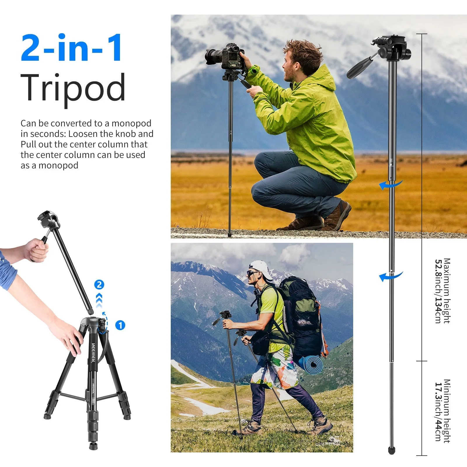 NEEWER SAB264 70'' Aluminum Alloy Camera Monopod Tripod