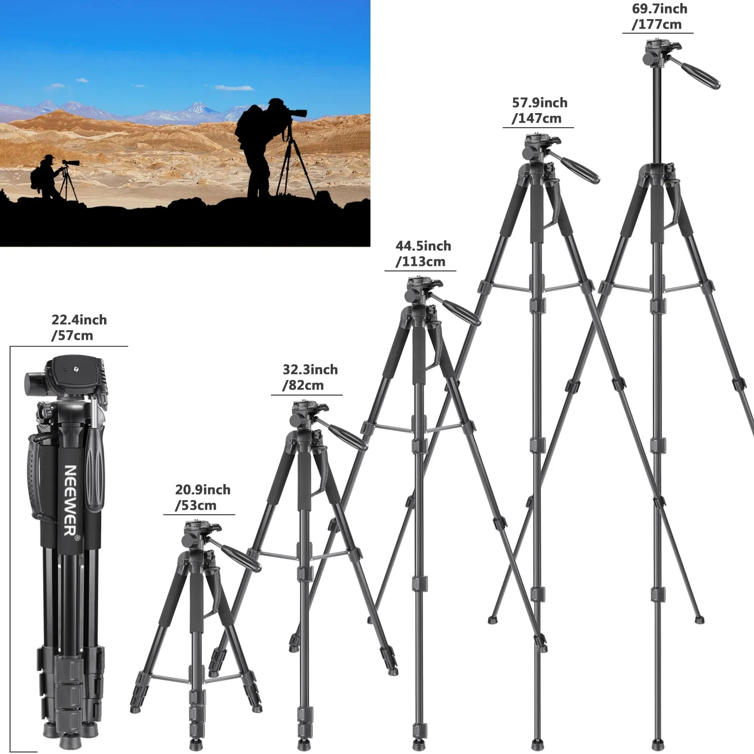 NEEWER SAB264 70'' Aluminum Alloy Camera Monopod Tripod