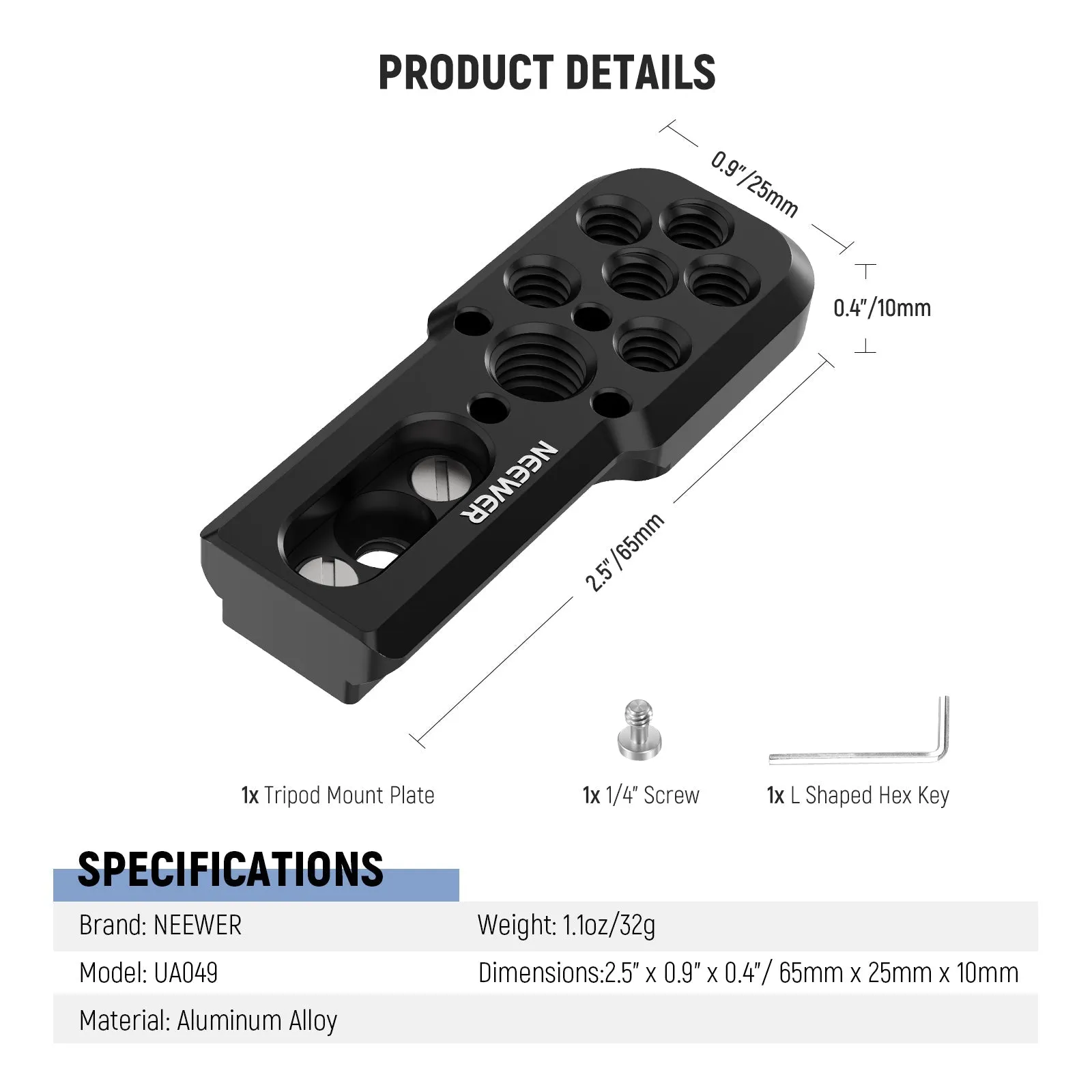 NEEWER UA049 Tripod Accessory Mounting Plate