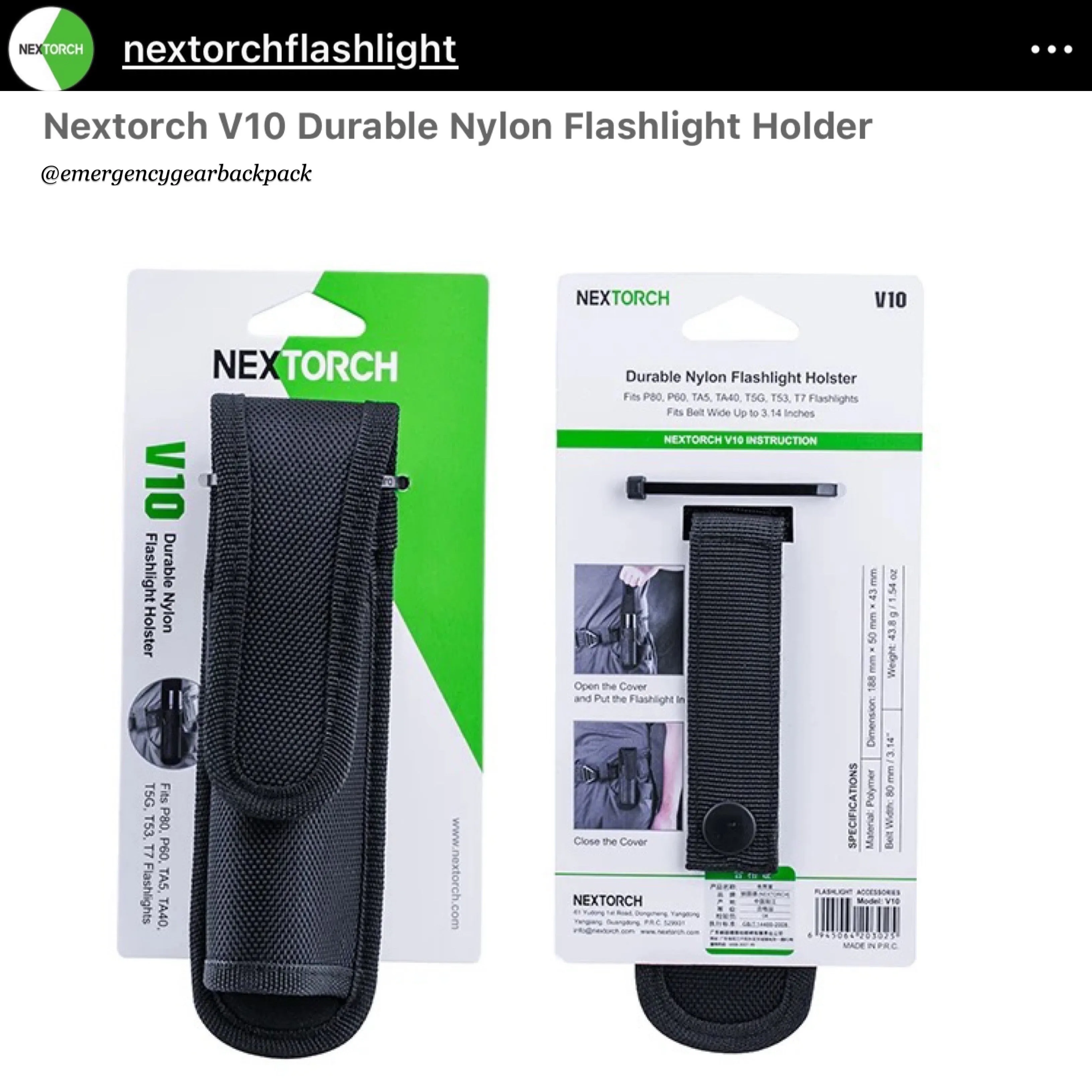 NEXTORCH V10 CORDURA Flashlights Holster