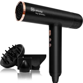 Nicebay DW-9041 Ionic Professional Hair Dryer with 3 Attachments with Diffuser (Refurbished)